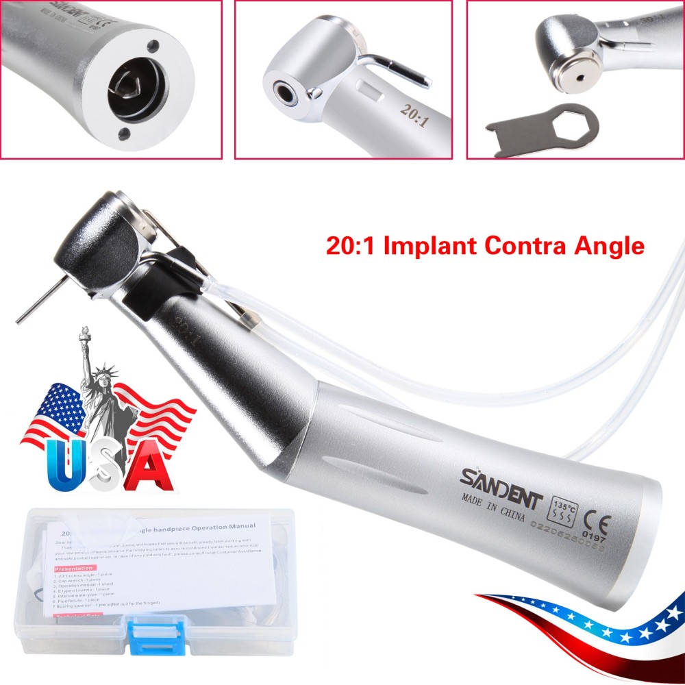 NSK Style SG20 Dental Implant 20:1 Reduction Contra Angle Handpiece Push Button