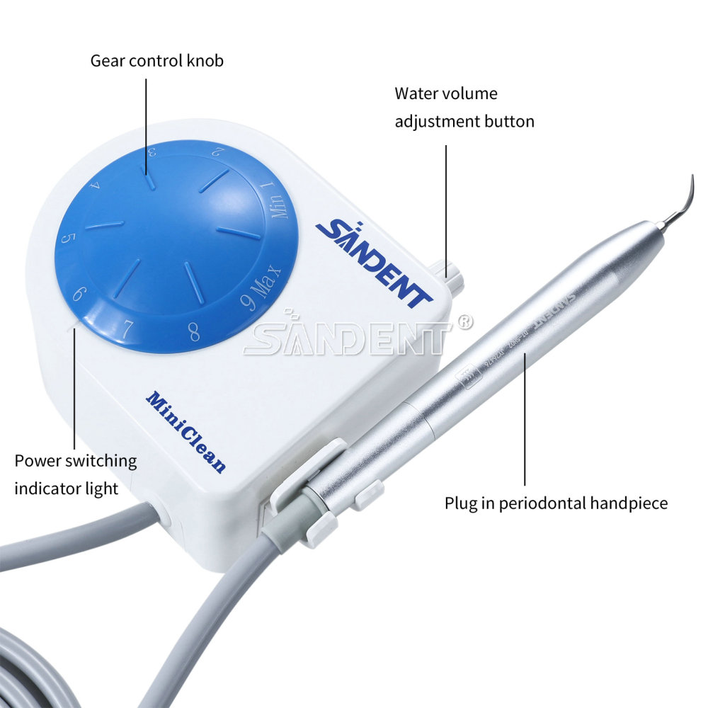 SANDENT Dental Ultrasonic Scaler Unit w/ LED Handpiece &Teeth Cleaning Calculus Remover Tips