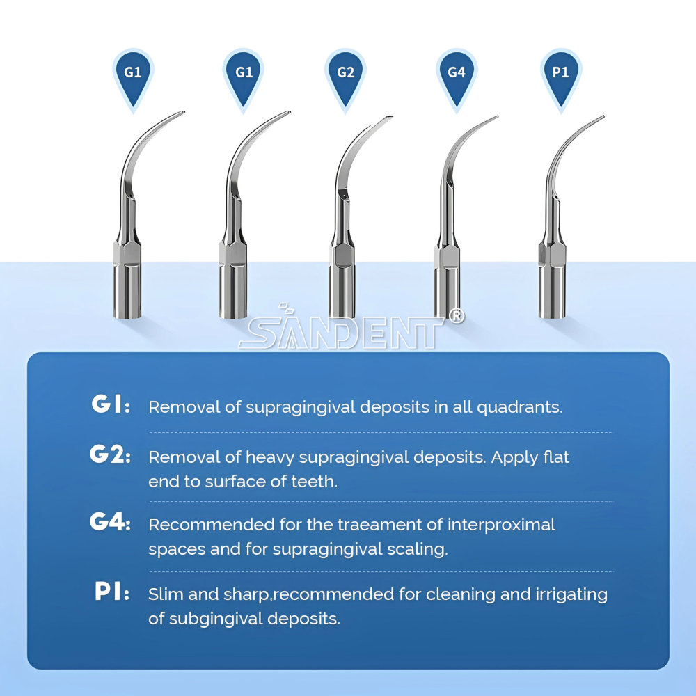 SANDENT Dental Ultrasonic Scaler Unit w/ LED Handpiece &Teeth Cleaning Calculus Remover Tips
