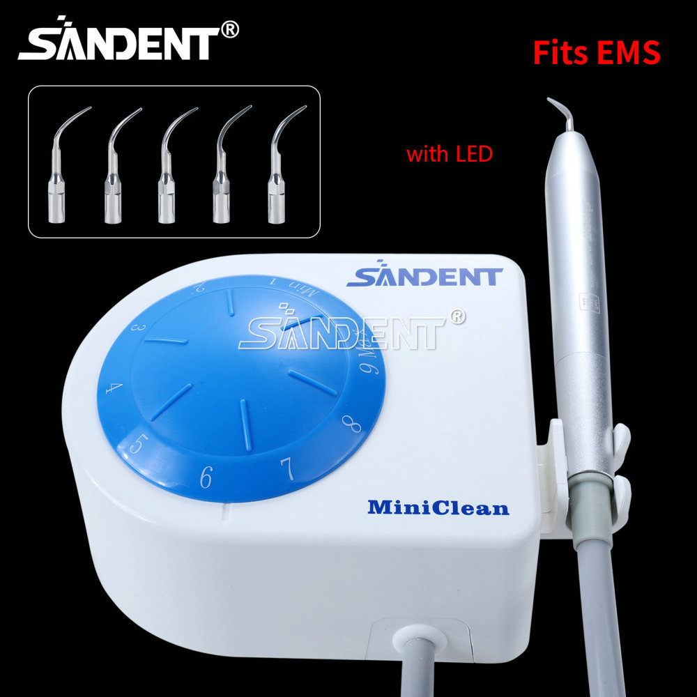 SANDENT Dental Ultrasonic Scaler Unit w/ LED Handpiece &Teeth Cleaning Calculus Remover Tips
