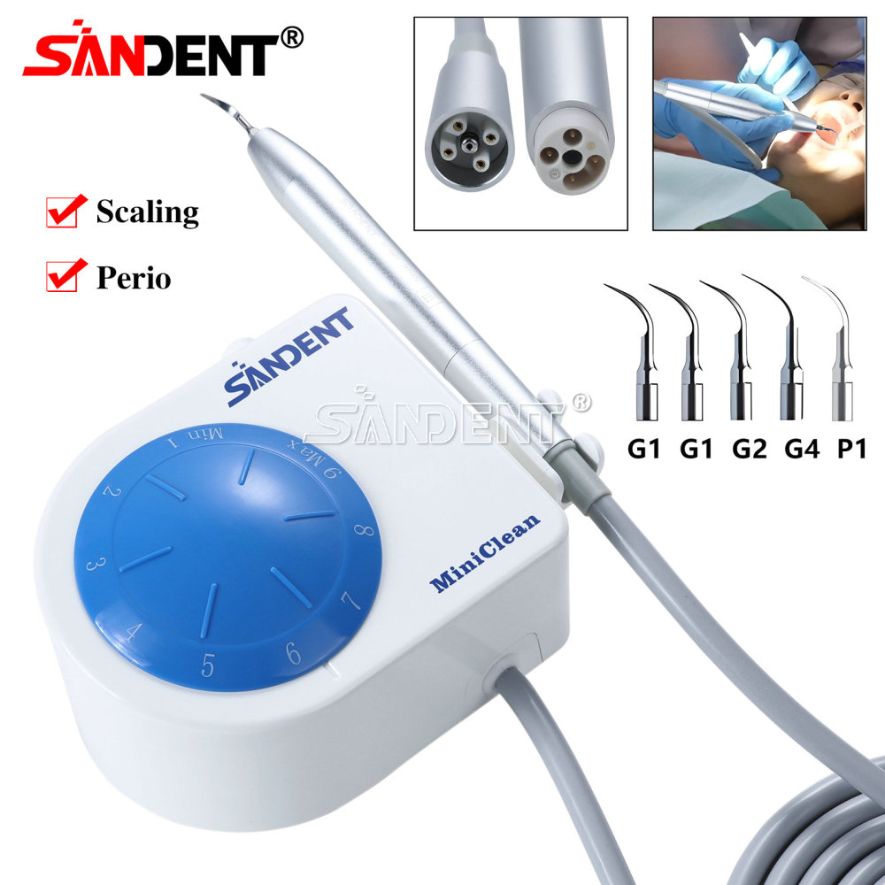 SANDENT Dental Ultrasonic Scaler Unit w/ LED Handpiece &Teeth Cleaning Calculus Remover Tips