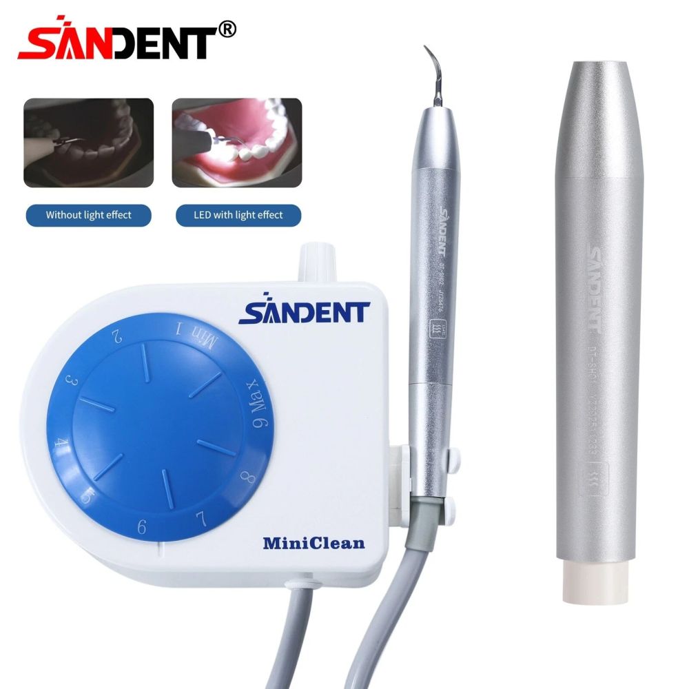 SANDENT Dental Ultrasonic Scaler Unit w/ LED Handpiece &Teeth Cleaning Calculus Remover Tips