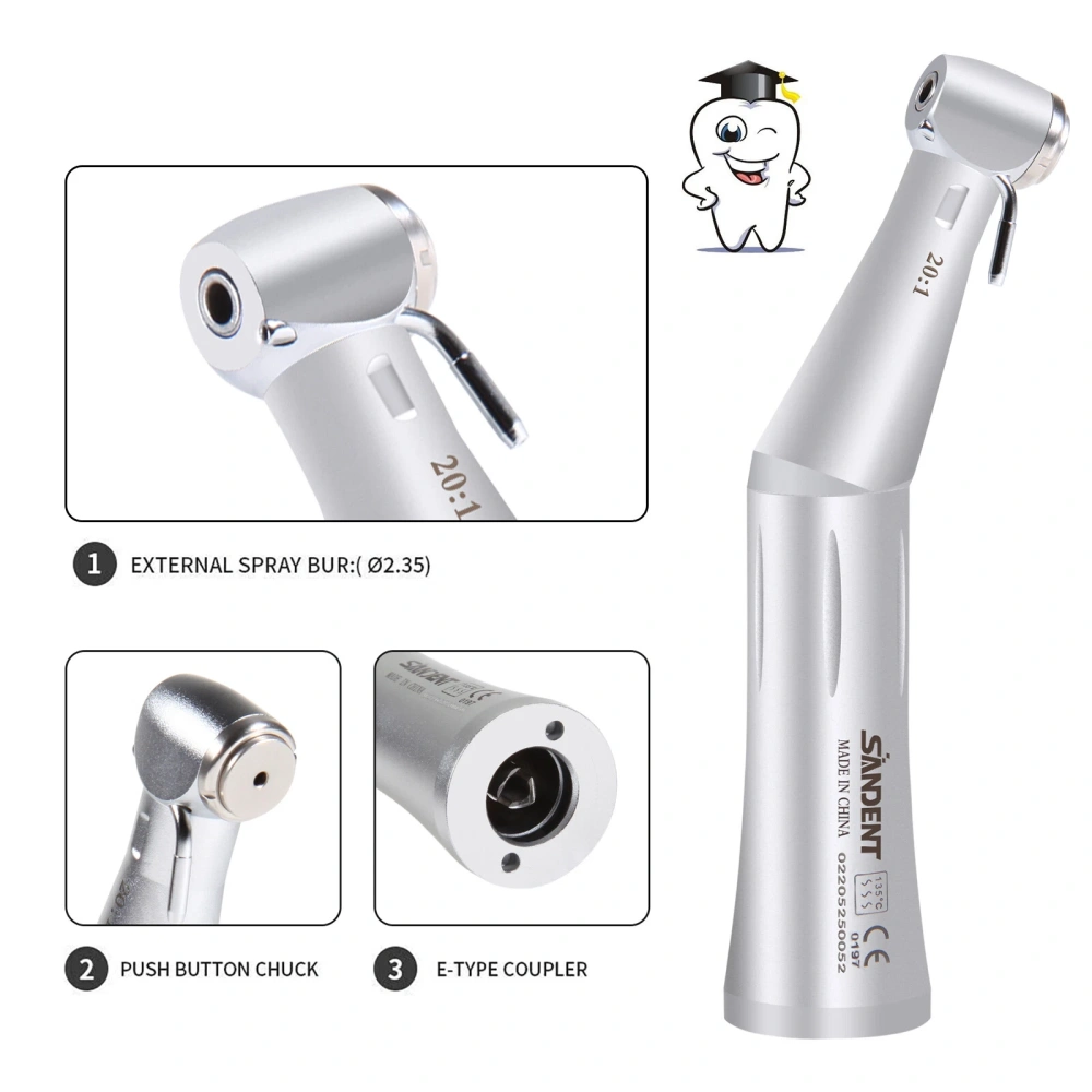 NSK Style SG20 Dental Implant 20:1 Reduction Contra Angle Handpiece Push Button
