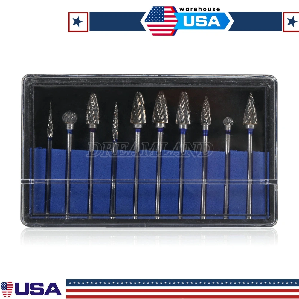 10 Mixed Dental Tungsten Carbide Steel Burs Cutters Shapes Tips Polishing P-type