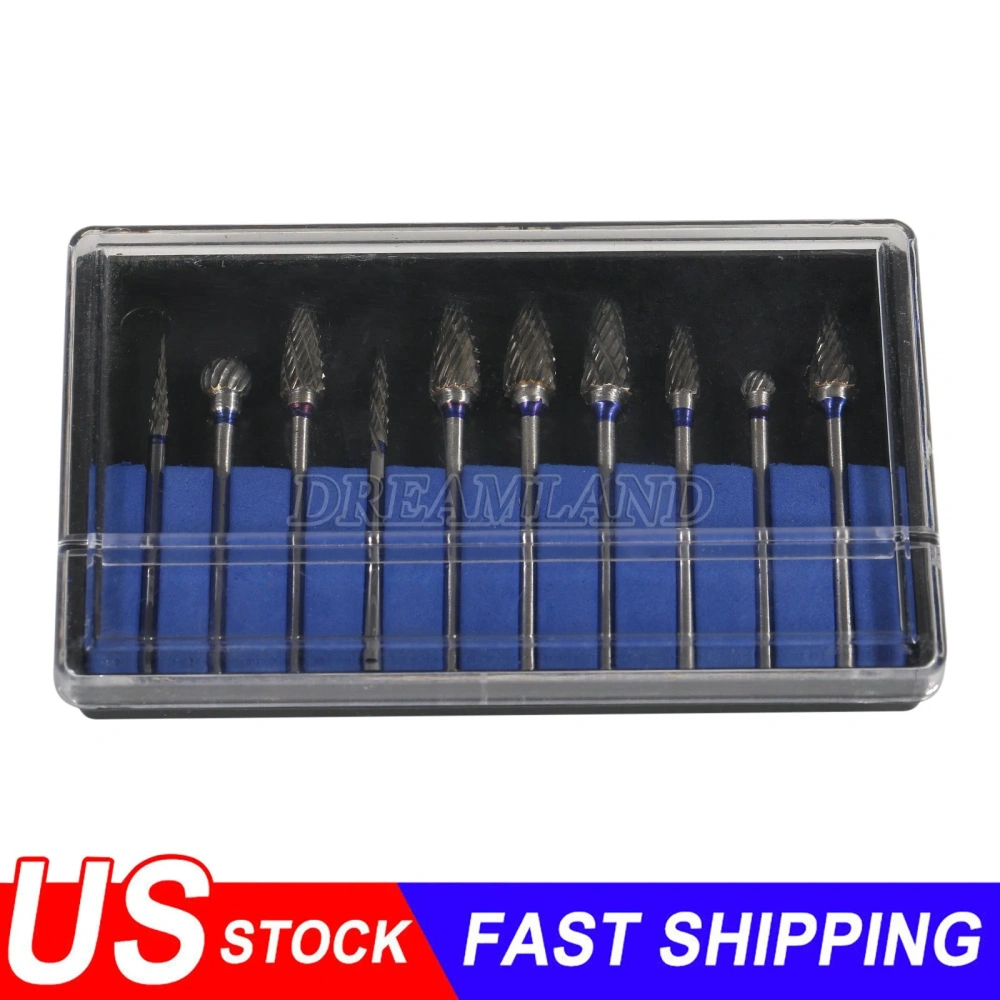10 Mixed Dental Tungsten Carbide Steel Burs Cutters Shapes Tips Polishing P-type