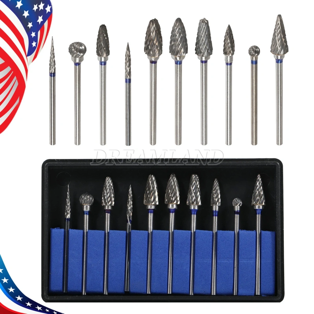 10 Mixed Dental Tungsten Carbide Steel Burs Cutters Shapes Tips Polishing P-type