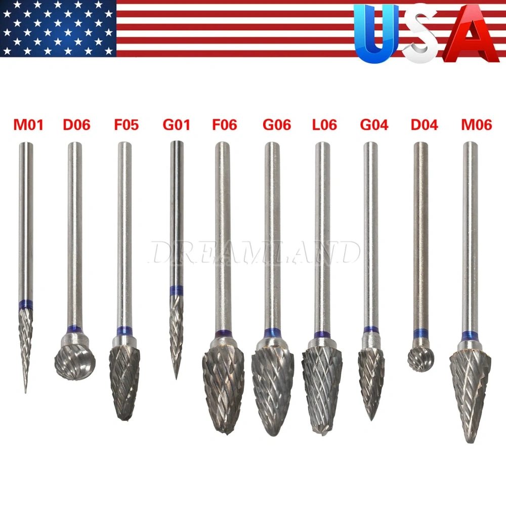 10 Mixed Dental Tungsten Carbide Steel Burs Cutters Shapes Tips Polishing P-type