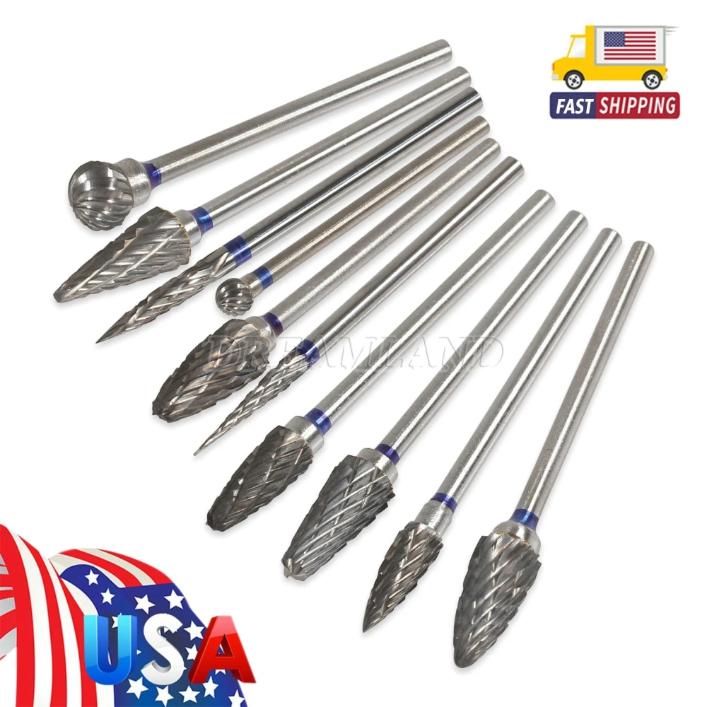 10 Mixed Dental Tungsten Carbide Steel Burs Cutters Shapes Tips Polishing P-type
