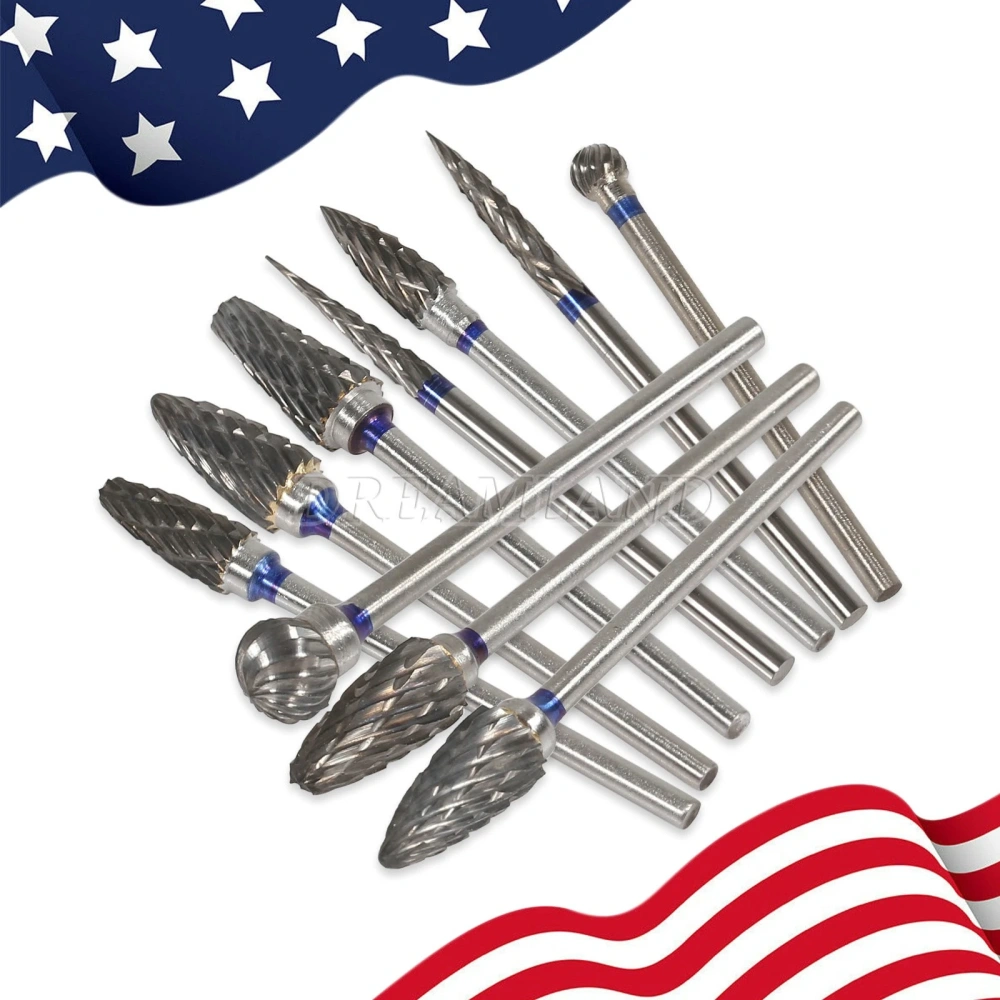 10 Mixed Dental Tungsten Carbide Steel Burs Cutters Shapes Tips Polishing P-type