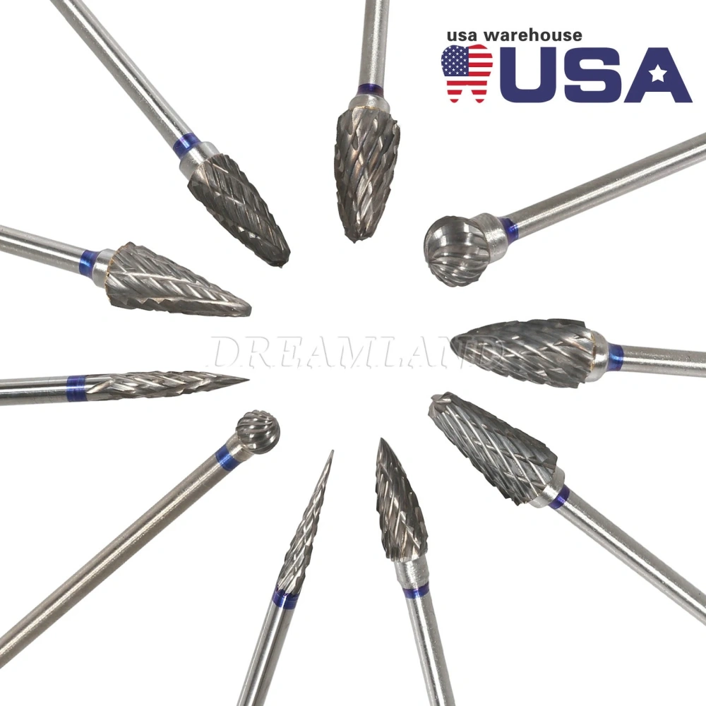 10 Mixed Dental Tungsten Carbide Steel Burs Cutters Shapes Tips Polishing P-type