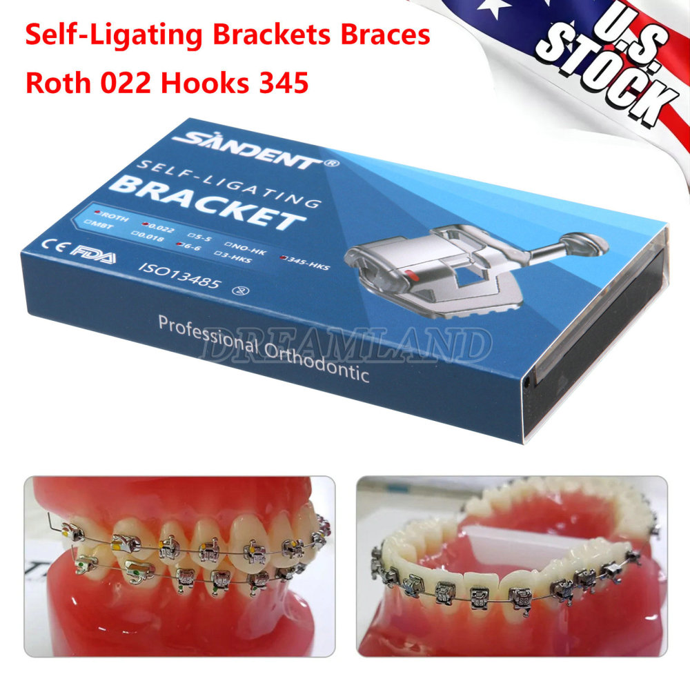 SANDENT Dental Orthodontic Self-Ligating Brackets Braces Mini Roth 022 345