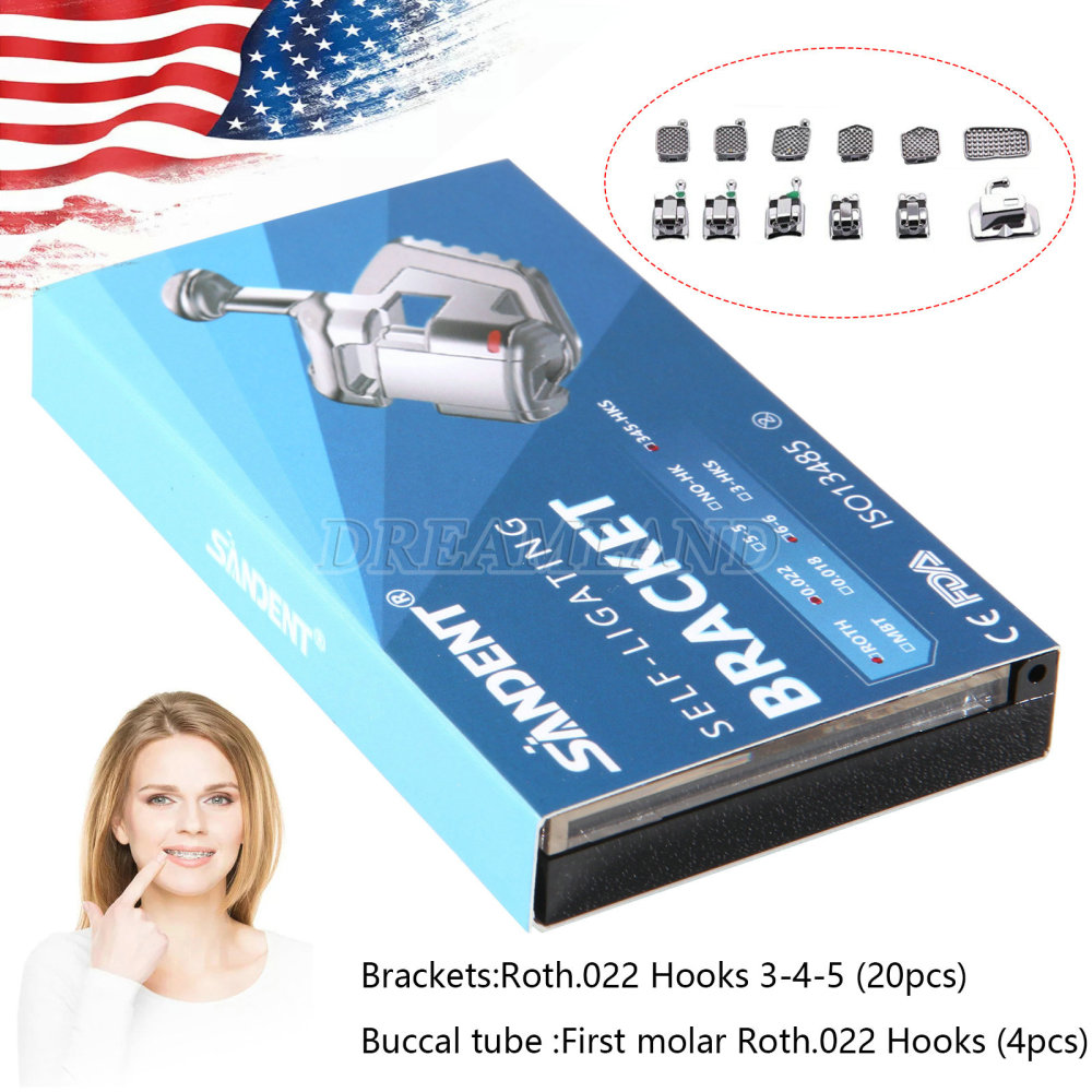 SANDENT Dental Orthodontic Self-Ligating Brackets Braces Mini Roth 022 345