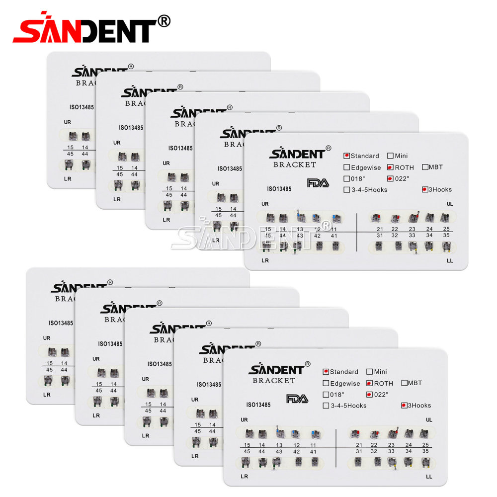 Dental Metal Orthodontic Bracket Braces Roth/MBT 022" Slot 3/345 hooks