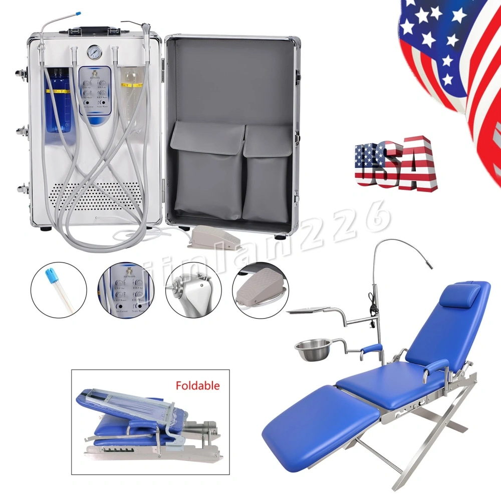 Portable Dental Delivery Unit Saliva Ejector 3-Way Syringe Air Compressor System