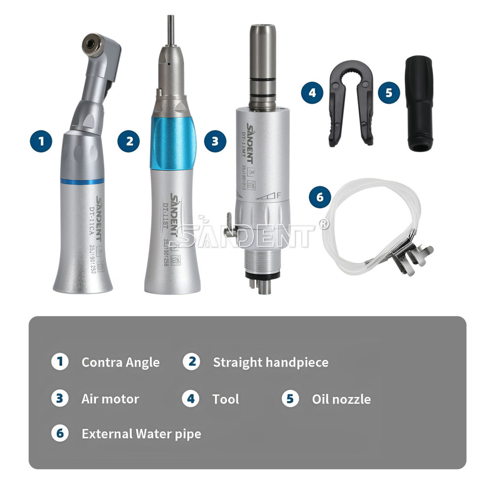 ST New type Dental Slow Low Speed latch Contra Angle Handpiece/ Straight Handpiece/ air Motor 4Hole