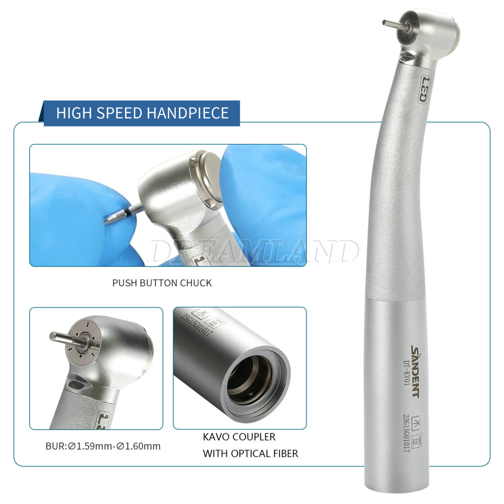 SANDENT Dental Fiber Optic High Speed Turbine Handpiece 3 spray Fit KAVO Coupler
