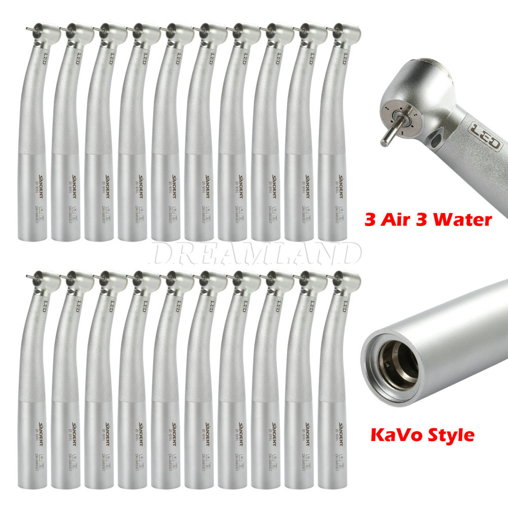 20pcs SANDENT Dental Fiber Optic High Speed Turbine Handpiece 3 spray Fit KAVO Coupler
