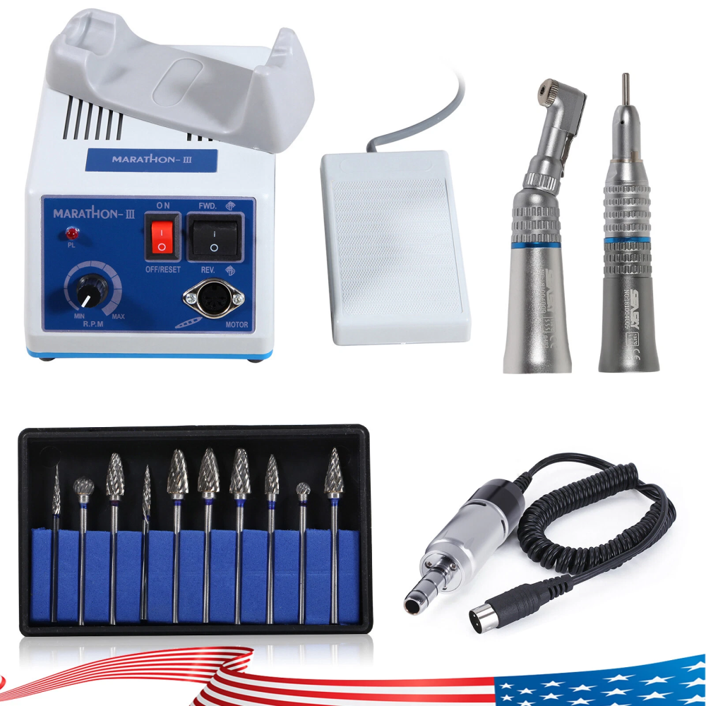 Dental Marathon Micromotor N3 Straight Contra Angle Handpiece 35K RPM +10Bur Tip