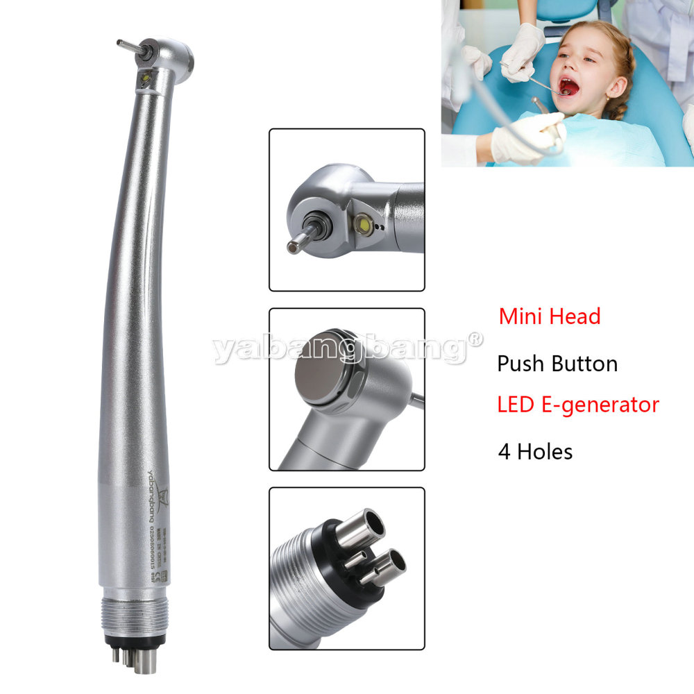 Dental E-generator LED Fiber Optic Handpiece 4Holes Mini Head Pediatric Kids
