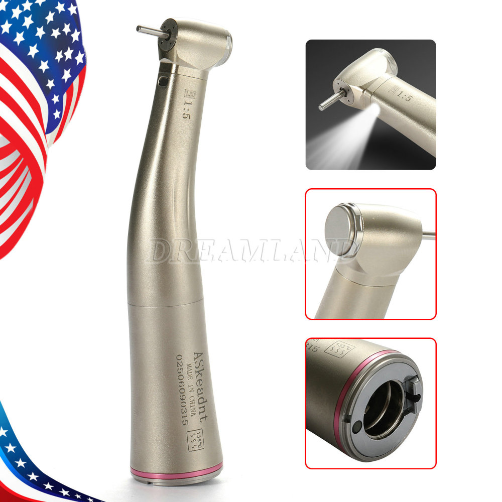 Dental 1:5 Fiber Optic LED Contra Angle Increasing Handpiece Red Ring NSK Style standard head/ Mini head