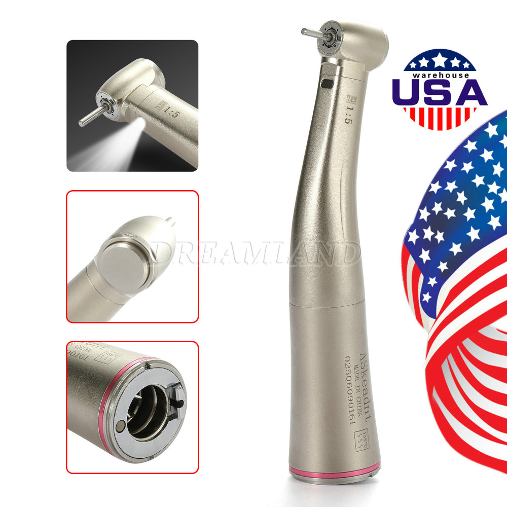 Dental 1:5 Fiber Optic LED Contra Angle Increasing Handpiece Red Ring NSK Style standard head/ Mini head