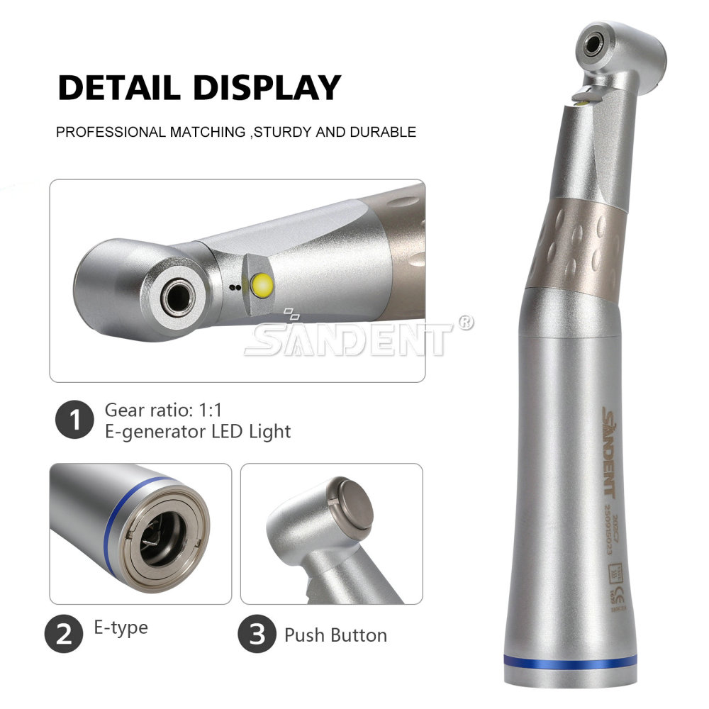 Dental Fiber Optic Contra Angle Low Speed LED Handpiece Inner water Spray DT