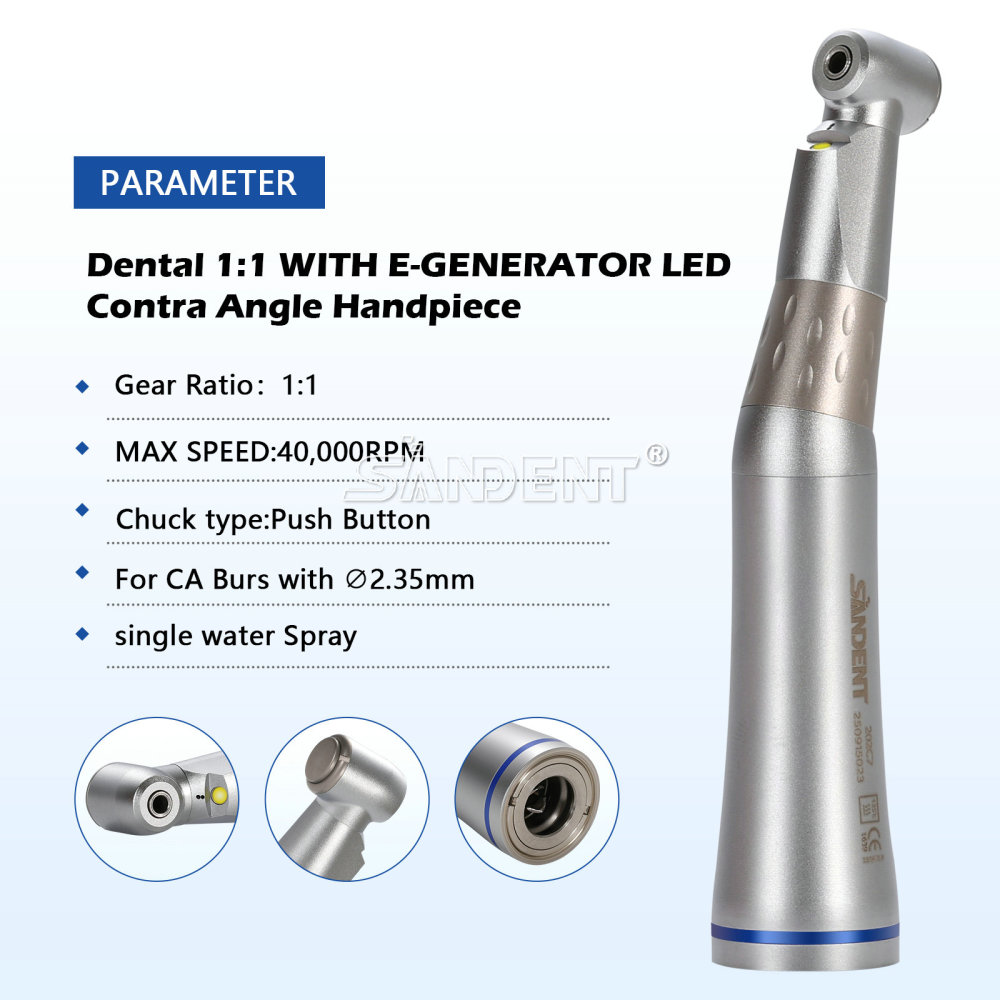 Dental Fiber Optic Contra Angle Low Speed LED Handpiece Inner water Spray DT