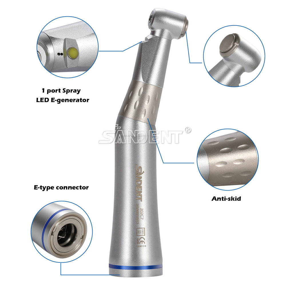 Dental Fiber Optic Contra Angle Low Speed LED Handpiece Inner water Spray DT