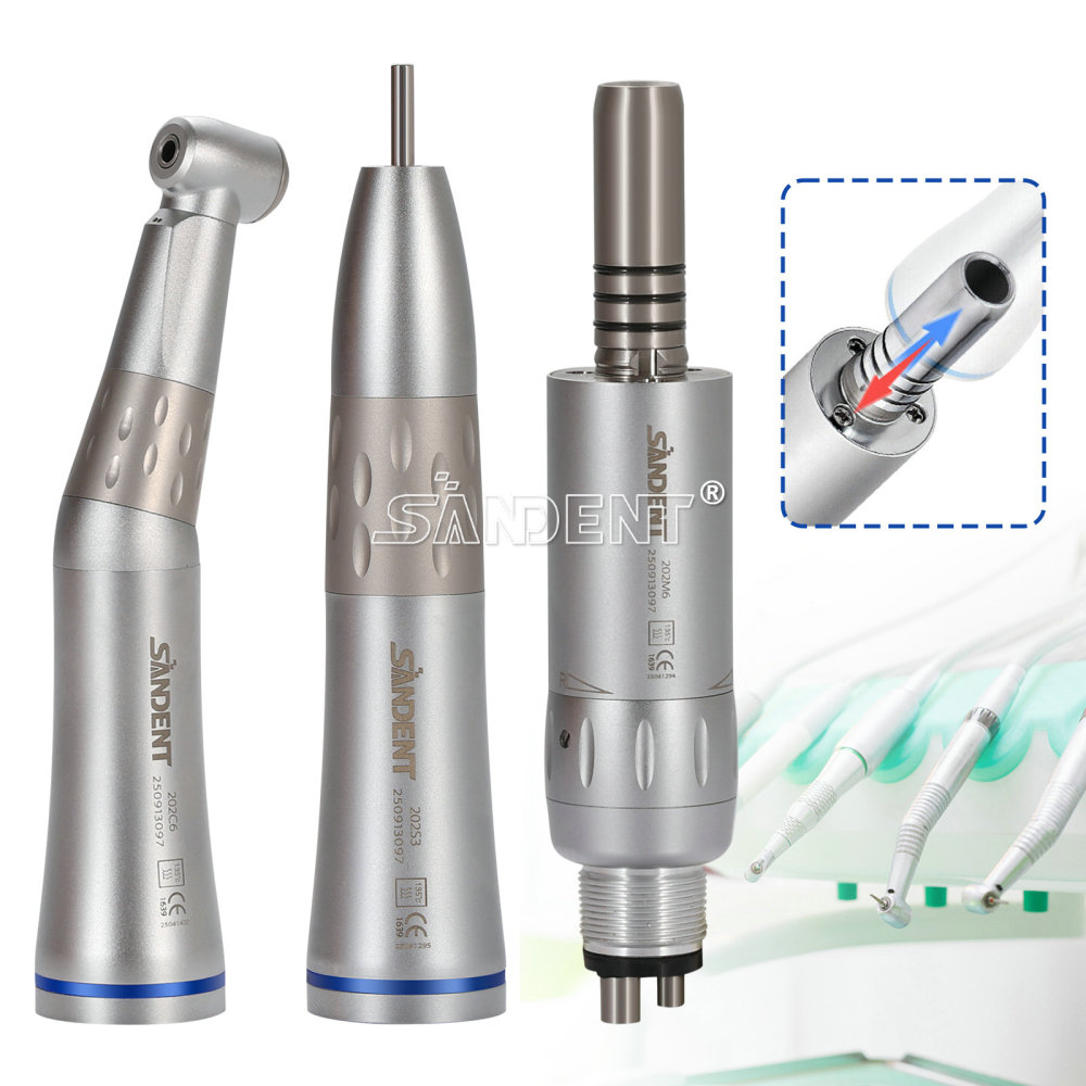 Dental Low Speed Handpiece Contra Angle+Straight Air Motor Inner Water Kit 4Hole