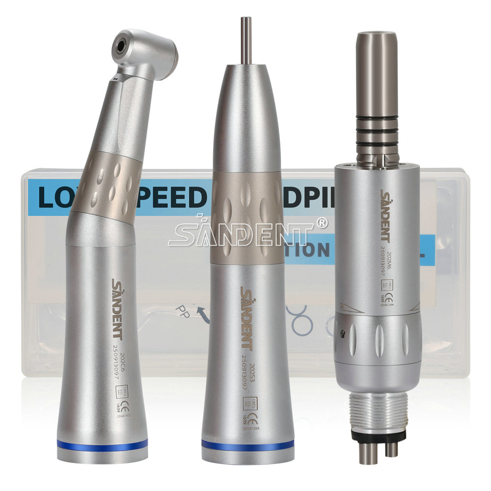 Dental Low Speed Handpiece Contra Angle+Straight Air Motor Inner Water Kit 4Hole