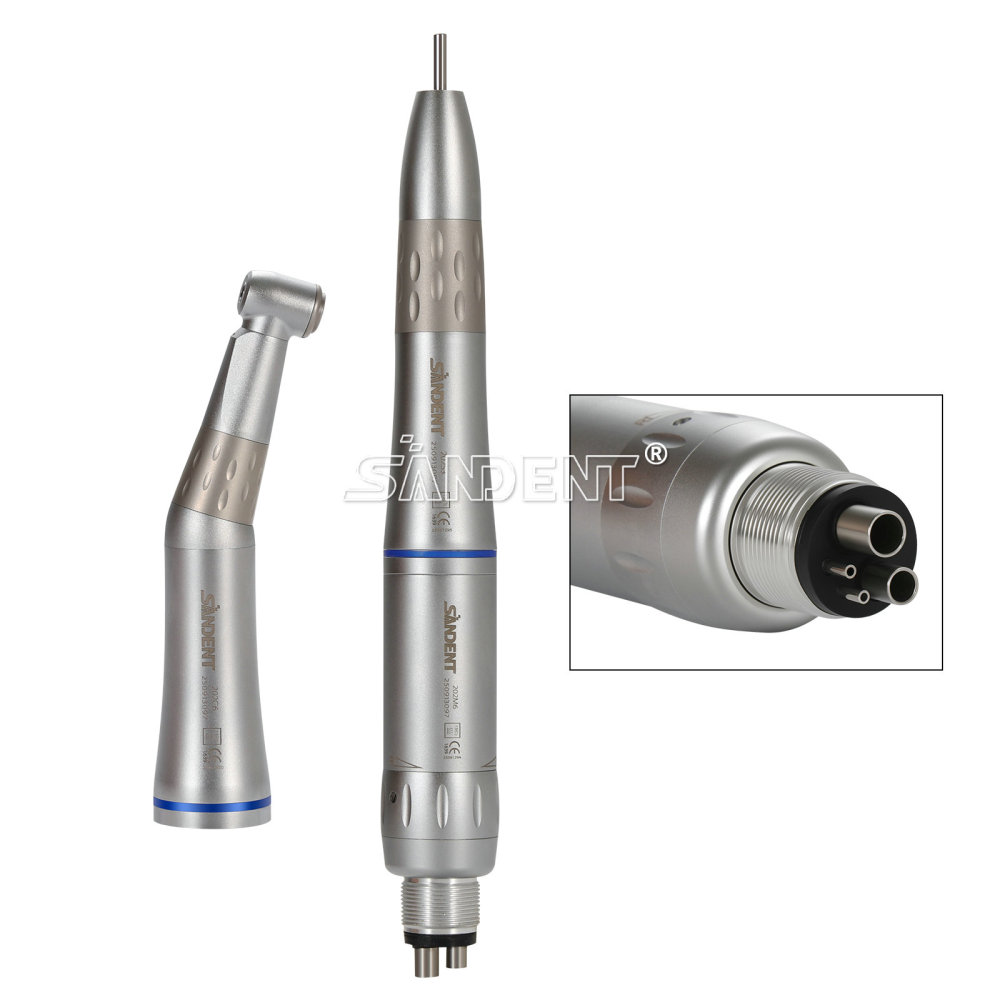 Dental Low Speed Handpiece Contra Angle+Straight Air Motor Inner Water Kit 4Hole