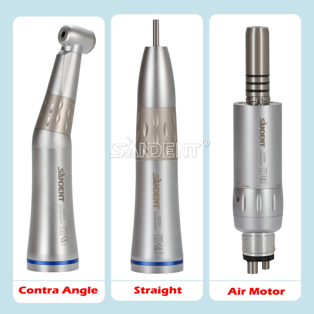 Dental Low Speed Handpiece Contra Angle+Straight Air Motor Inner Water Kit 4Hole