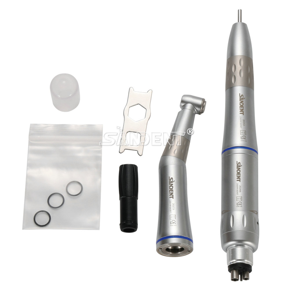 Dental Low Speed Handpiece Contra Angle+Straight Air Motor Inner Water Kit 4Hole
