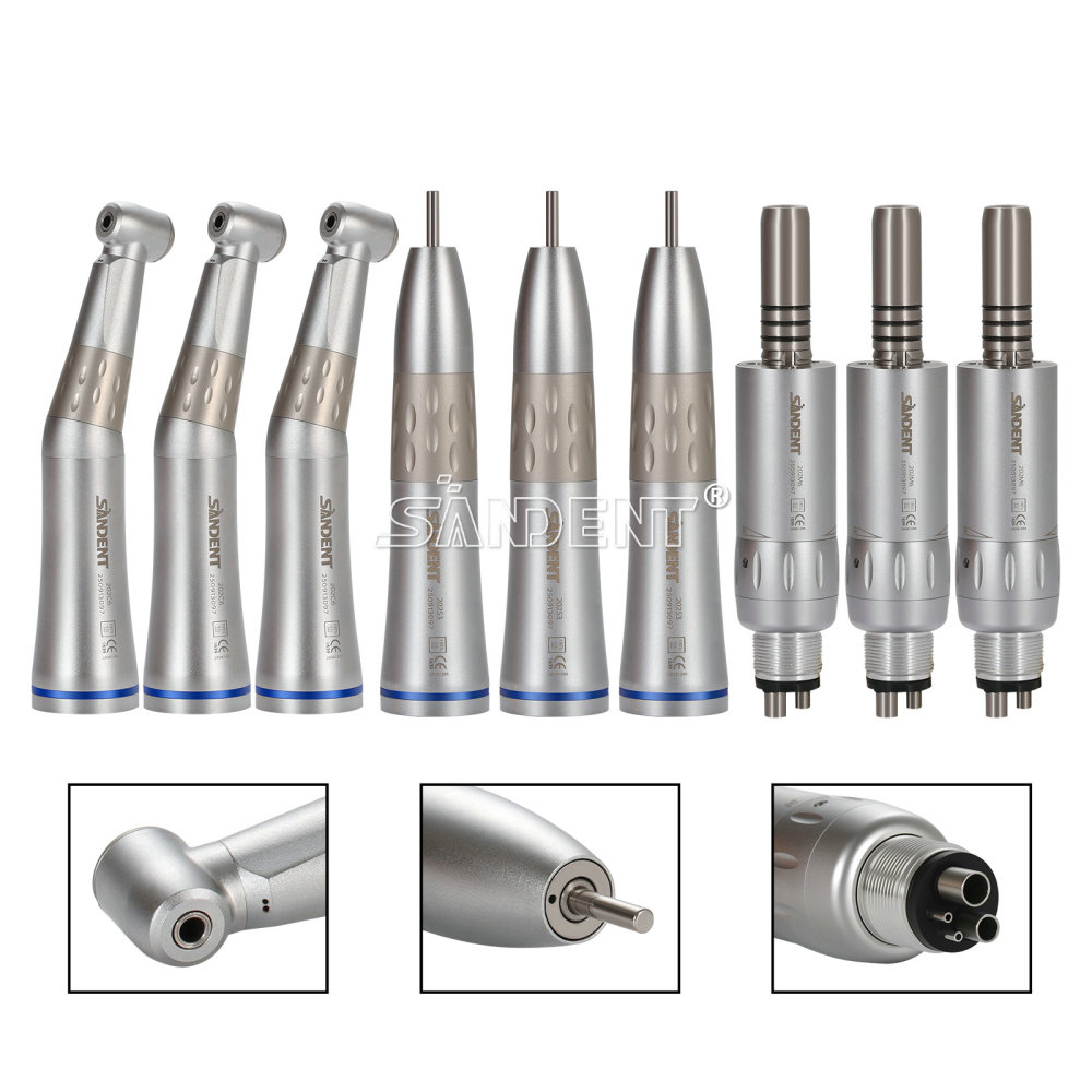 Dental Low Speed Handpiece Contra Angle+Straight Air Motor Inner Water Kit 4Hole