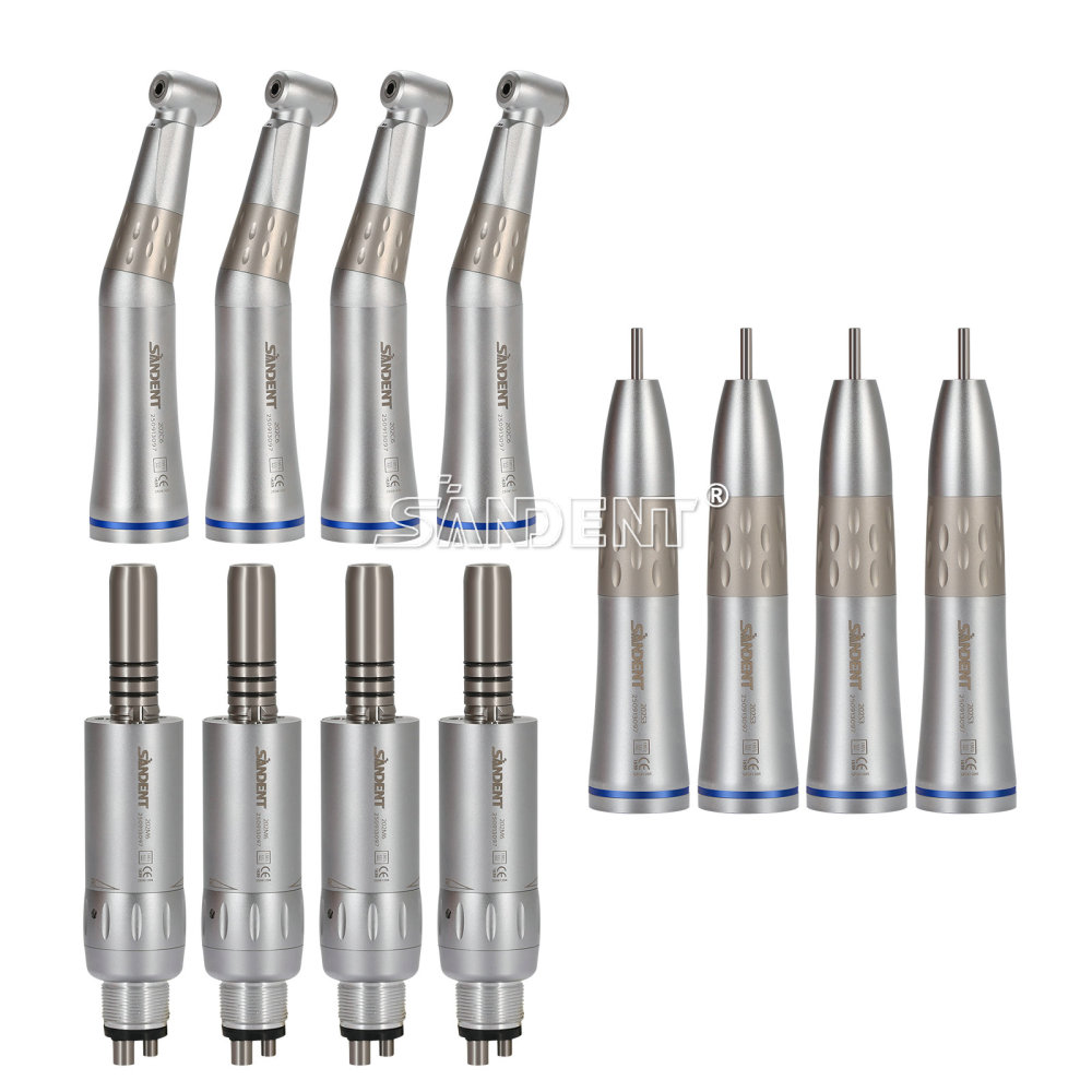 Dental Low Speed Handpiece Contra Angle+Straight Air Motor Inner Water Kit 4Hole