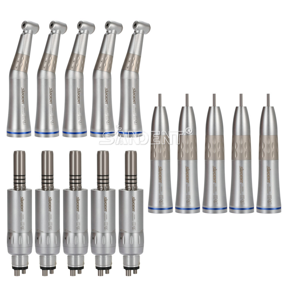 Dental Low Speed Handpiece Contra Angle+Straight Air Motor Inner Water Kit 4Hole