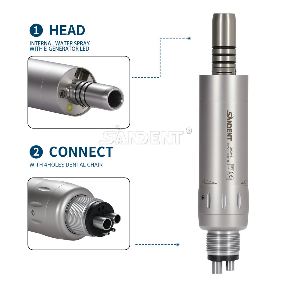 Dental Low Speed Air Motor Handpiece E-generator LED 4 Holes Internal water