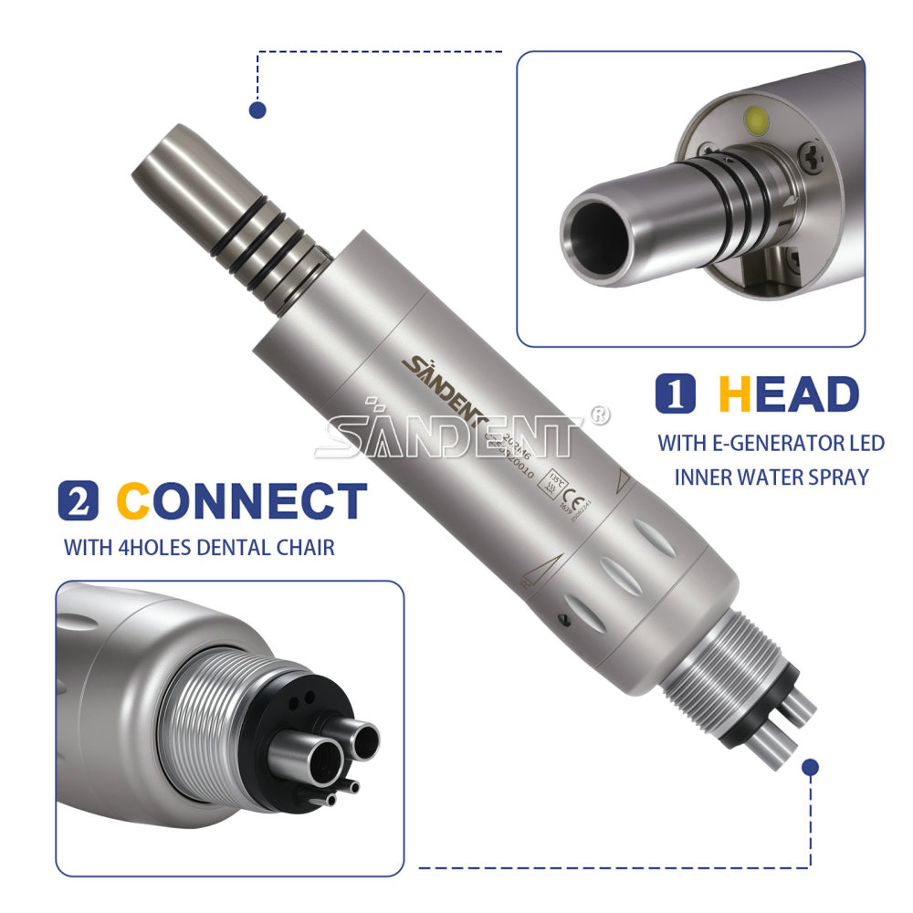 Dental Low Speed Air Motor Handpiece E-generator LED 4 Holes Internal water