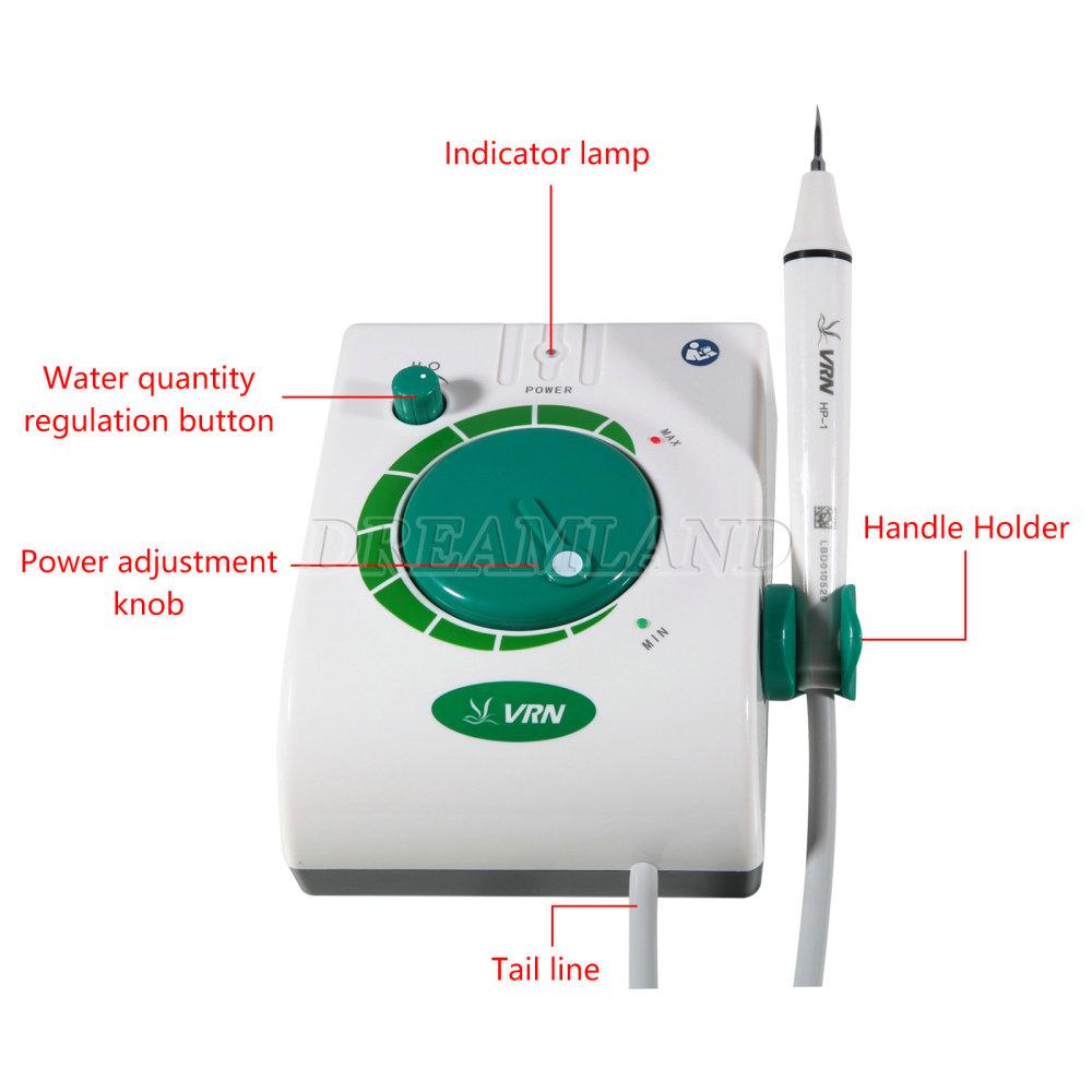 Dental Ultrasonic Scaler Unit + Handpiece + 5 Tips Teeth Cleaning Cleaner