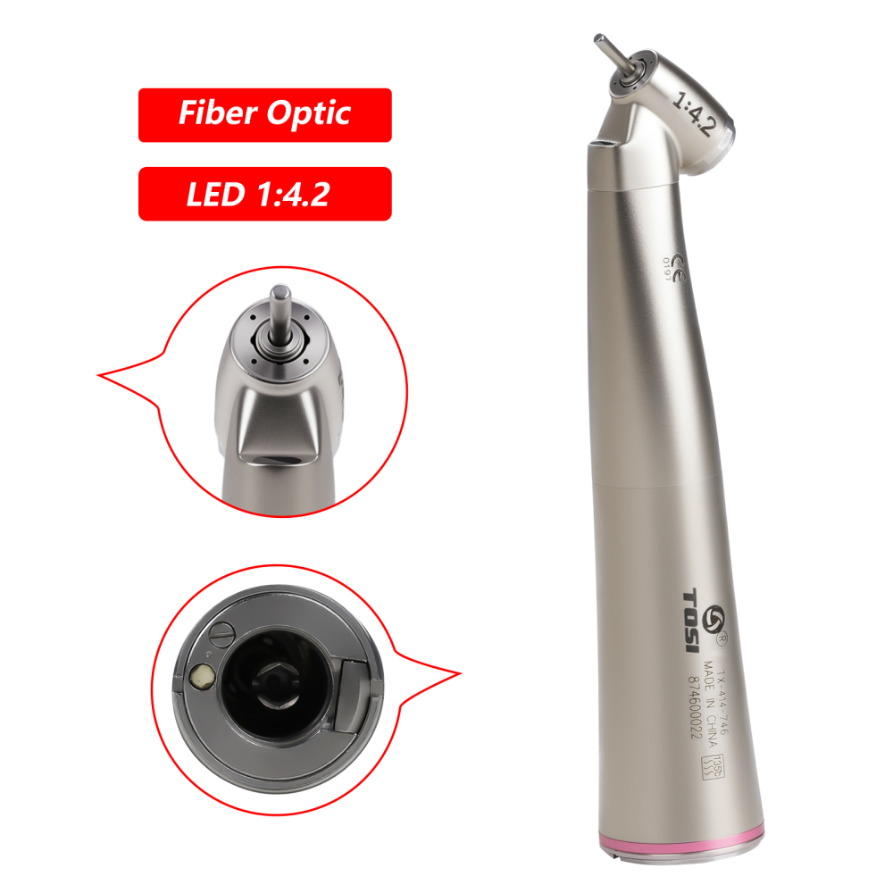 Dental LED 1:4.2 Contra Angle Handpiece Fiber Optic 45 Degree Surgical TOSI