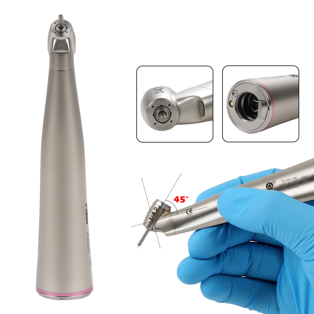Dental LED 1:4.2 Contra Angle Handpiece Fiber Optic 45 Degree Surgical TOSI
