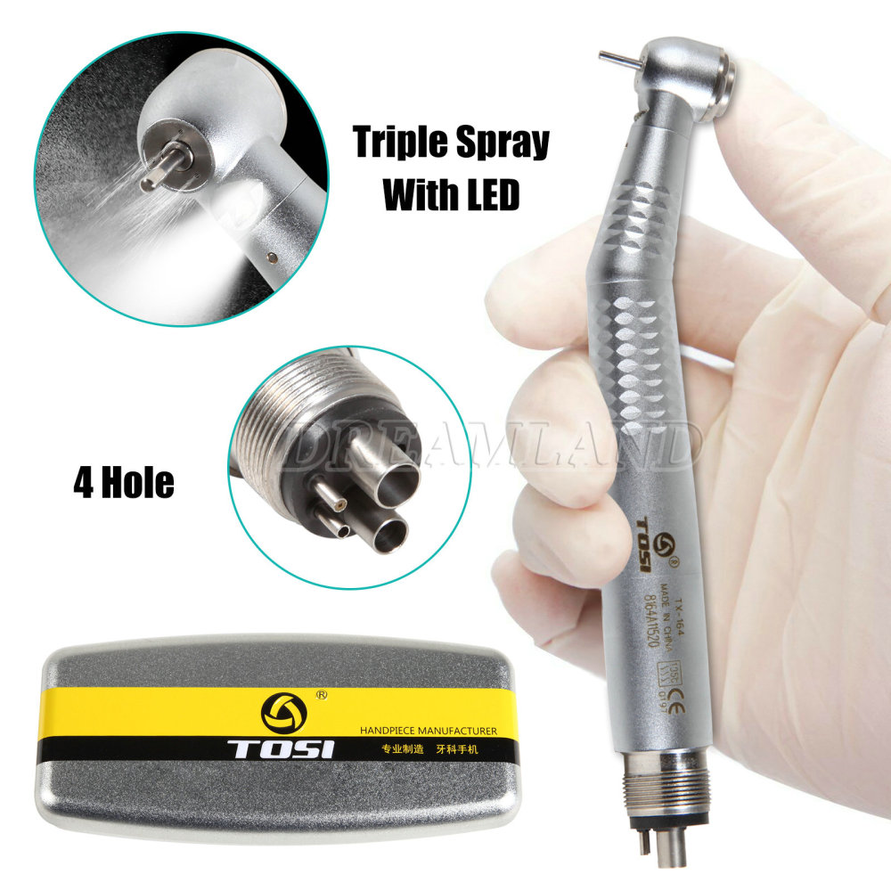 Tosi E-generator LED Fiber Optic Dental High Speed Handpiece 4-Hole