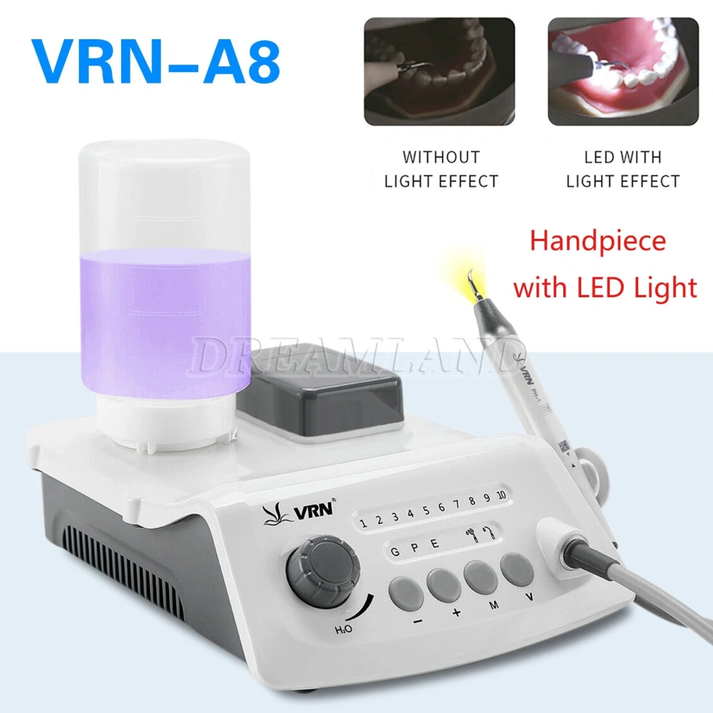 Dental Ultrasonic Piezo Scaler Unit with LED handpiece & tips A8-simple type fit EMS & Woodpecker