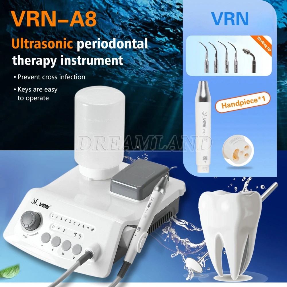 Dental Ultrasonic Piezo Scaler Unit with LED handpiece & tips A8-simple type fit EMS & Woodpecker