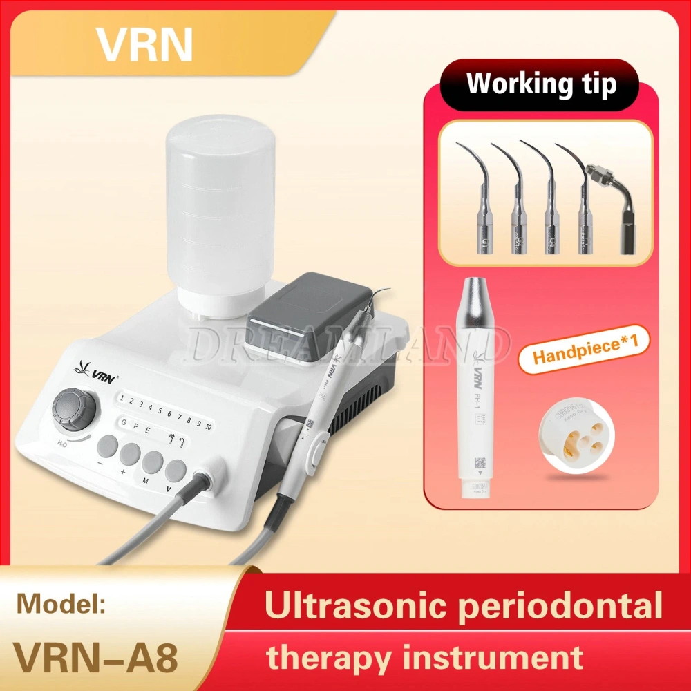 Dental Ultrasonic Piezo Scaler Unit with LED handpiece & tips A8-simple type fit EMS & Woodpecker