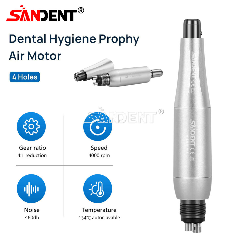 Dental Hygiene Prophy Handpiece Air Motor 4Holes 4:1 Nose Cone 360°Swivel
