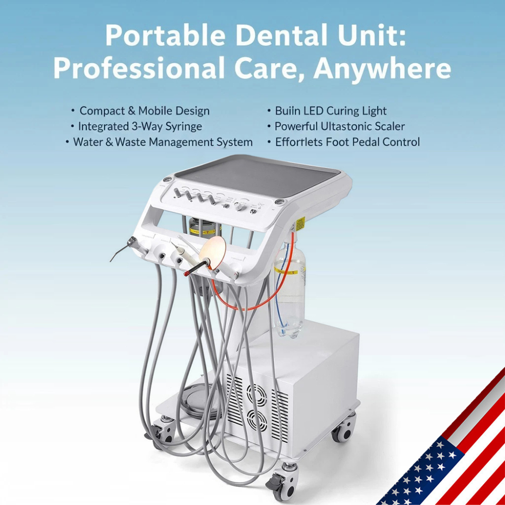 Dental Mobile Delivery Unit Cart with Compressor + Built-in scaler + Curing Light SD-301