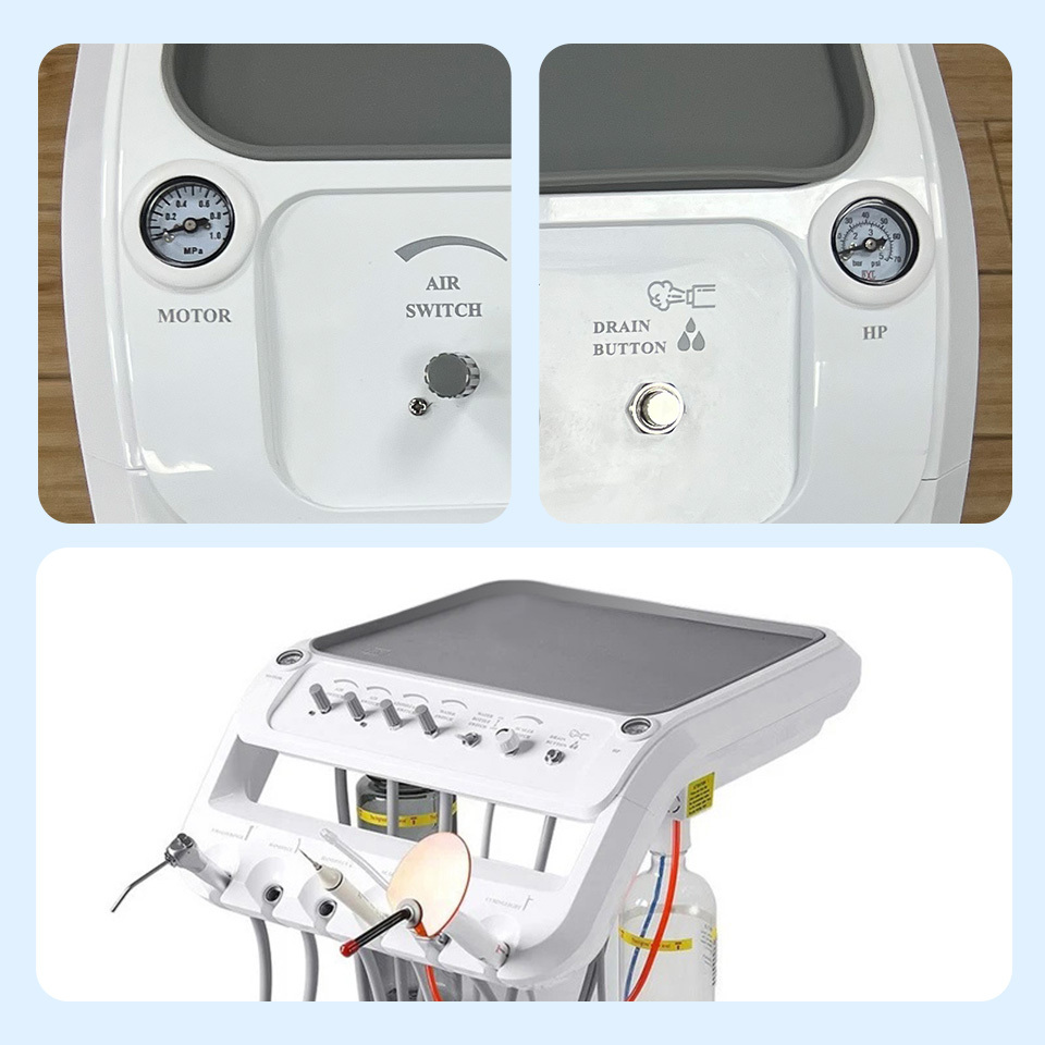 Dental Mobile Delivery Unit Cart with Compressor + Built-in scaler + Curing Light SD-301