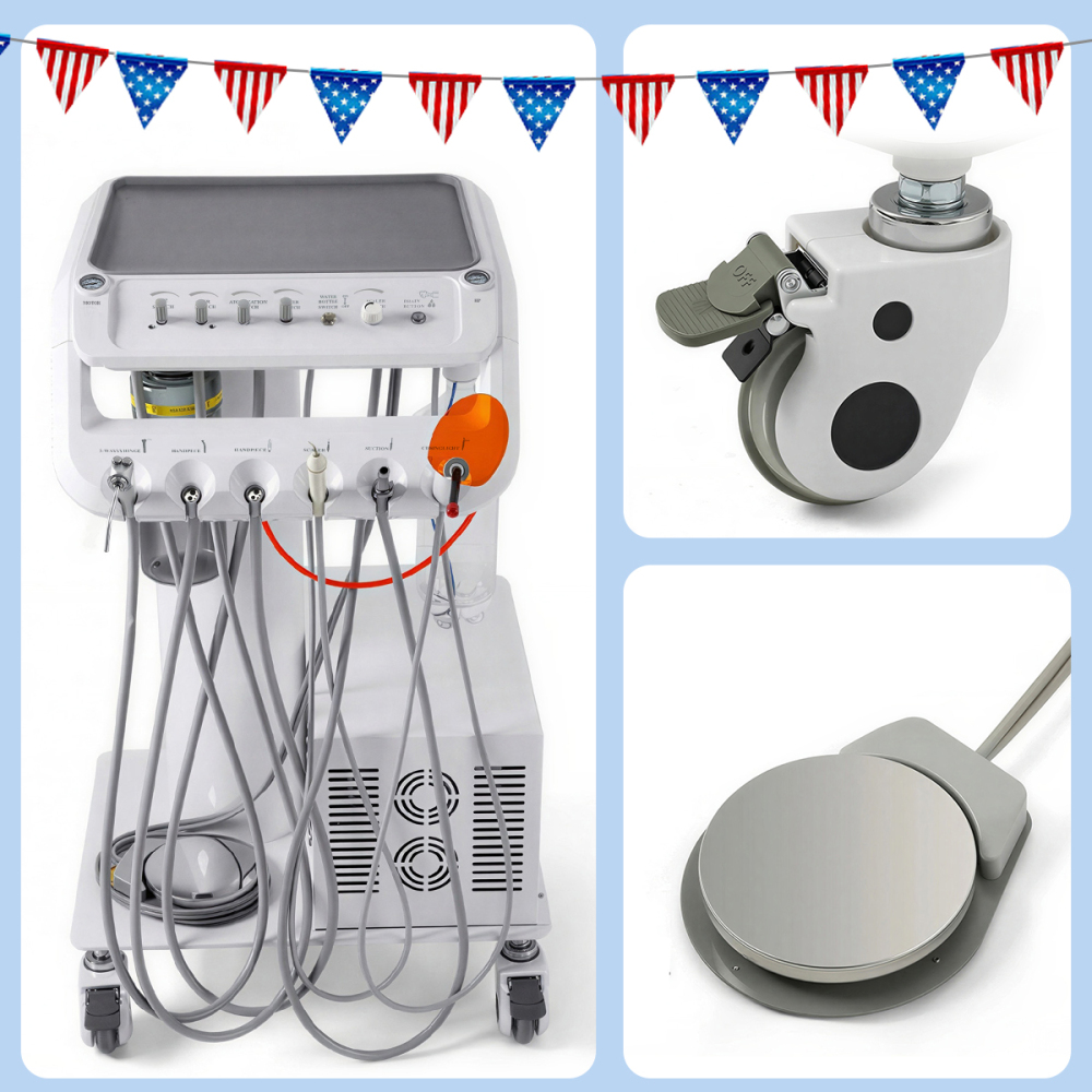Dental Mobile Delivery Unit Cart with Compressor + Built-in scaler + Curing Light SD-301
