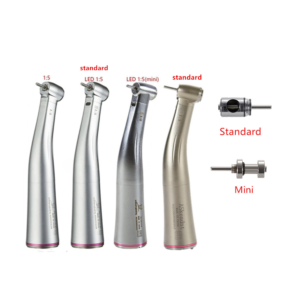 Dental 1:5 Increasing contra angle Handpiece Red Ring  standard head/ Mini head Non-LED /LED Fiber Optic